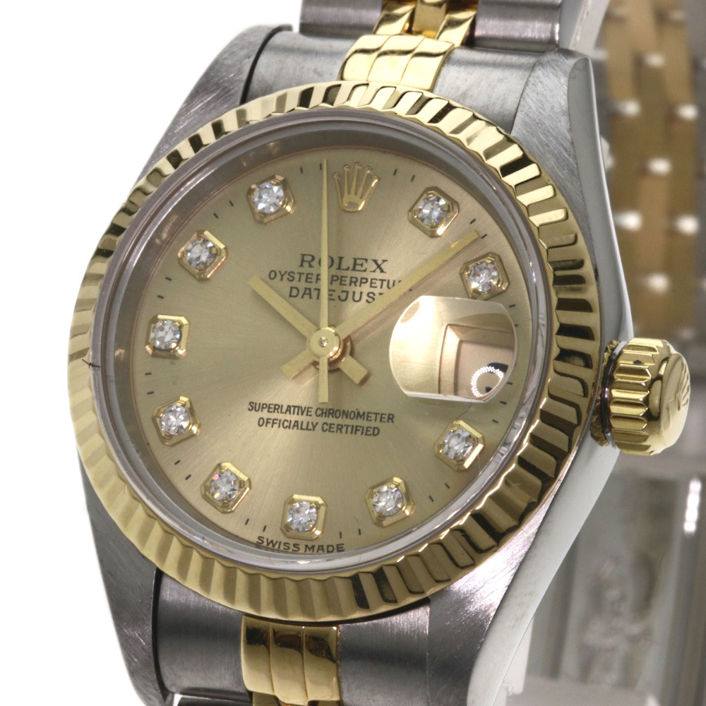 勞力士69173g datejust 10p鑽石手錶oh完成了女士們