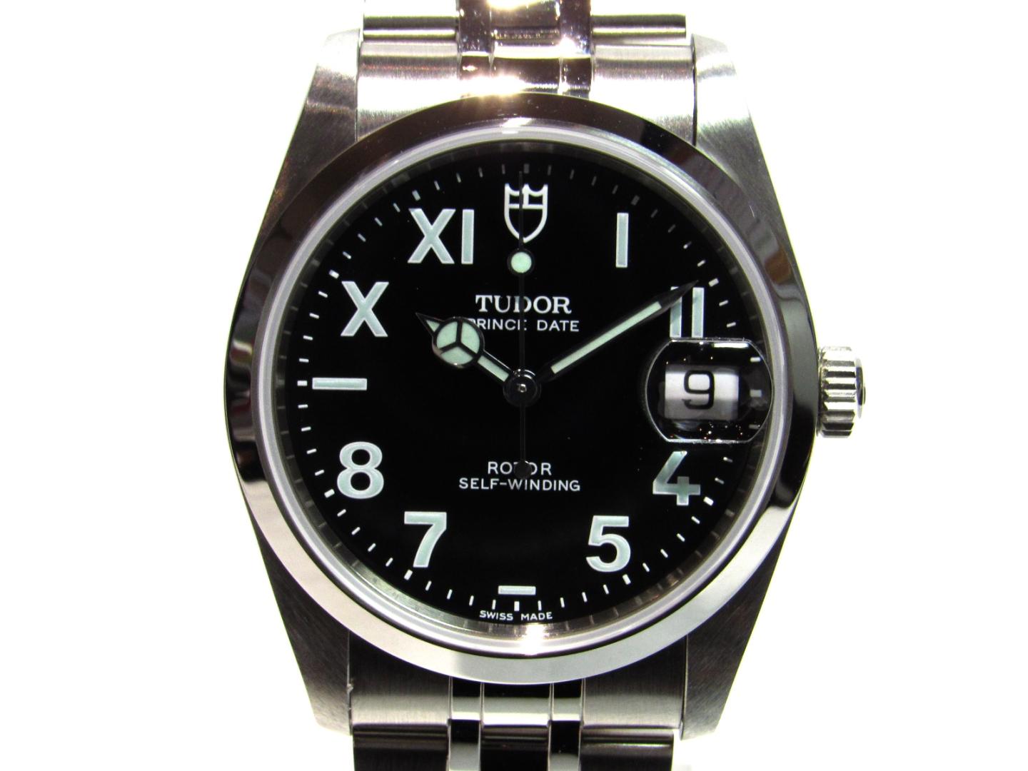 帝舵tudor prince date手表手表74000银×黑色不锈钢