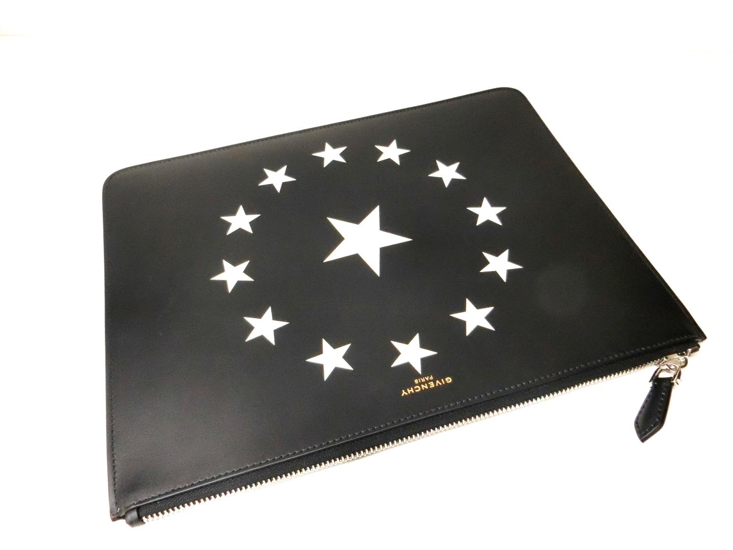 givenchy纪梵希星星手拿包第二包bk06072黑色×白色皮革