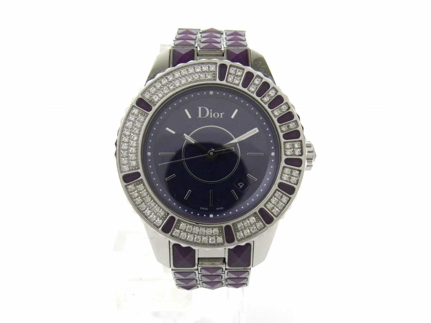迪奥christian dior钻石包边手表手表cd11311j紫色不锈钢