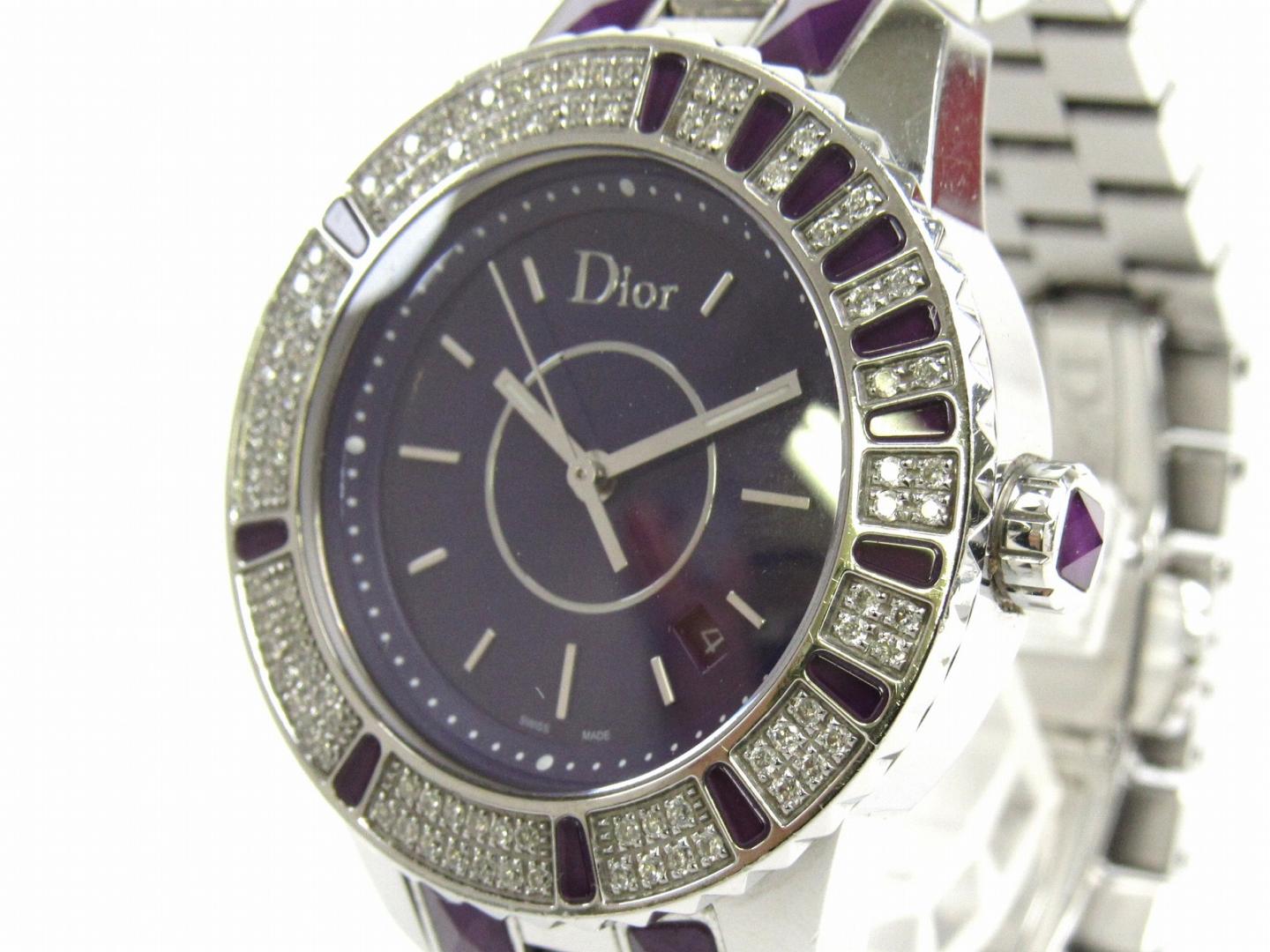 迪奥christian dior钻石包边手表手表cd11311j紫色不锈钢