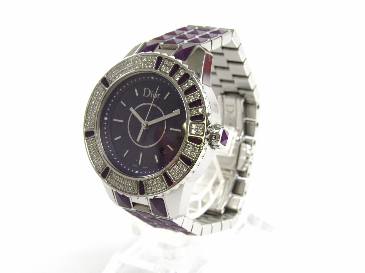 迪奥christian dior钻石包边手表手表cd11311j紫色不锈钢