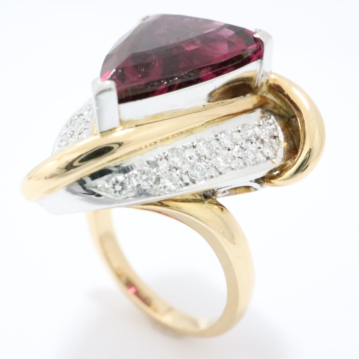 珠宝首饰红色电气石戒指红色x透明x银色x金色金色k1