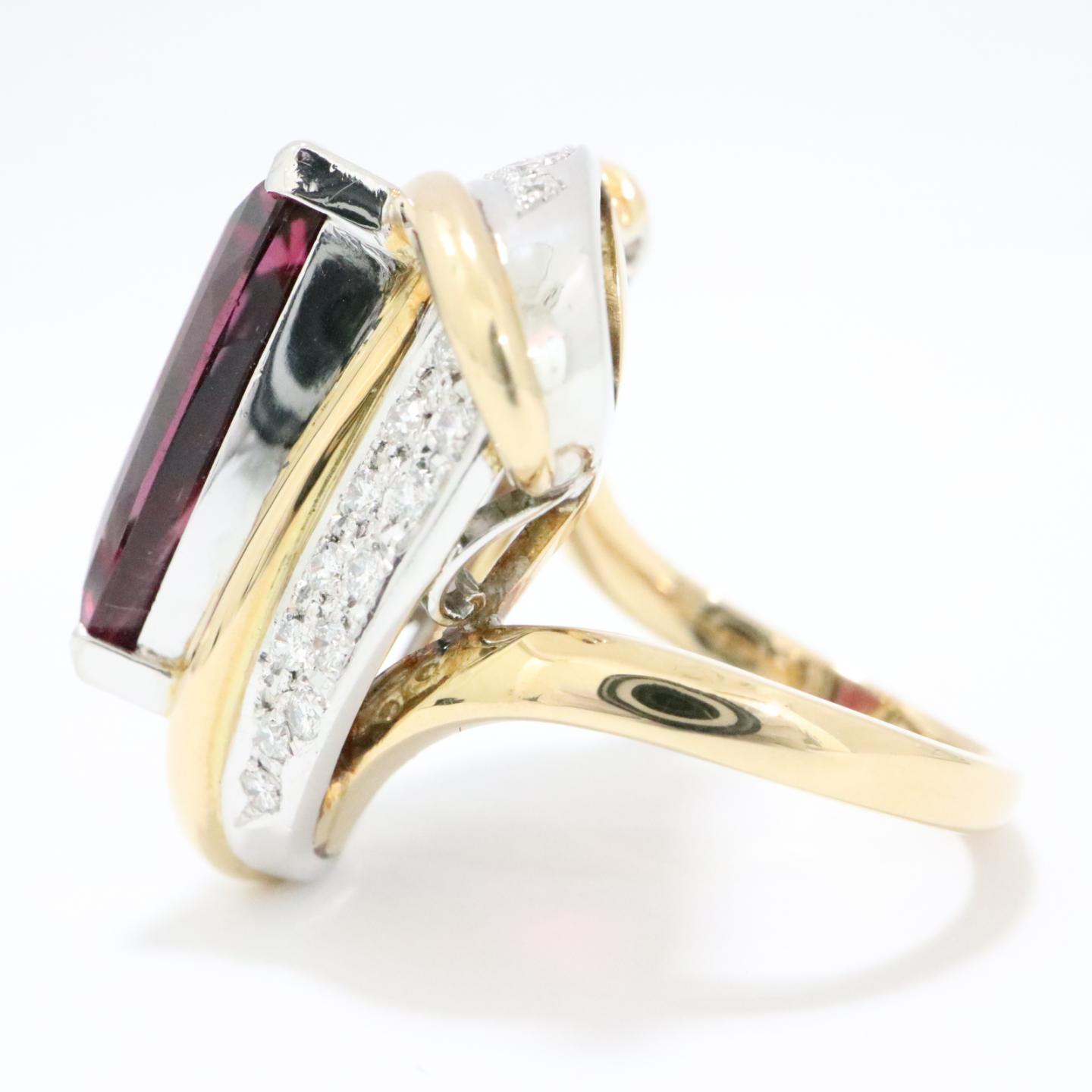 珠宝首饰红色电气石戒指红色x透明x银色x金色金色k1