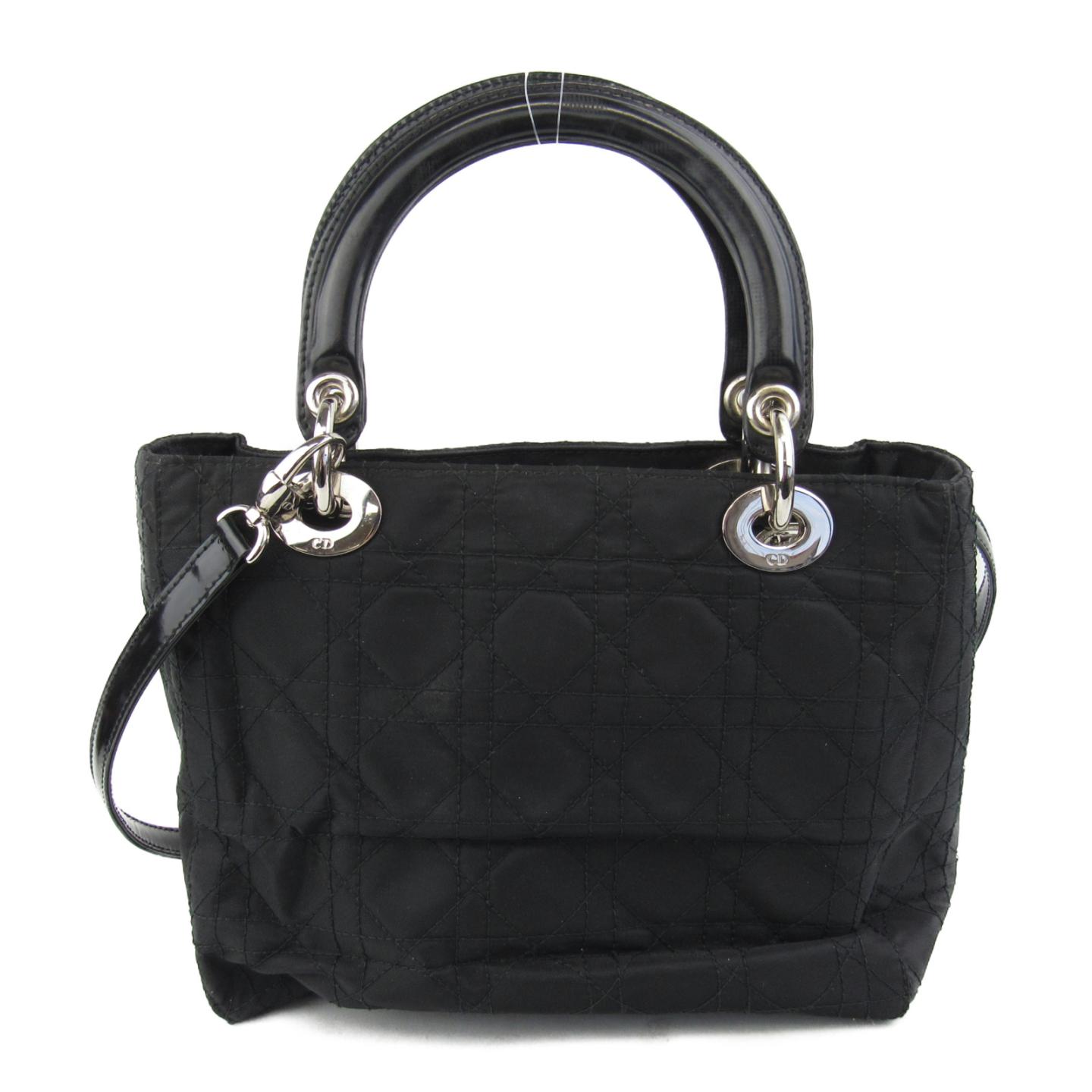 迪奥christian dior迪奥女士手提包黑色尼龙x皮[使用] [la]