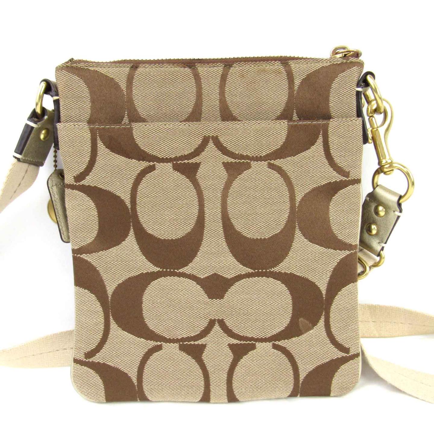 coach教练单肩包米色x棕色帆布x皮革[秒针] [等级b] lede