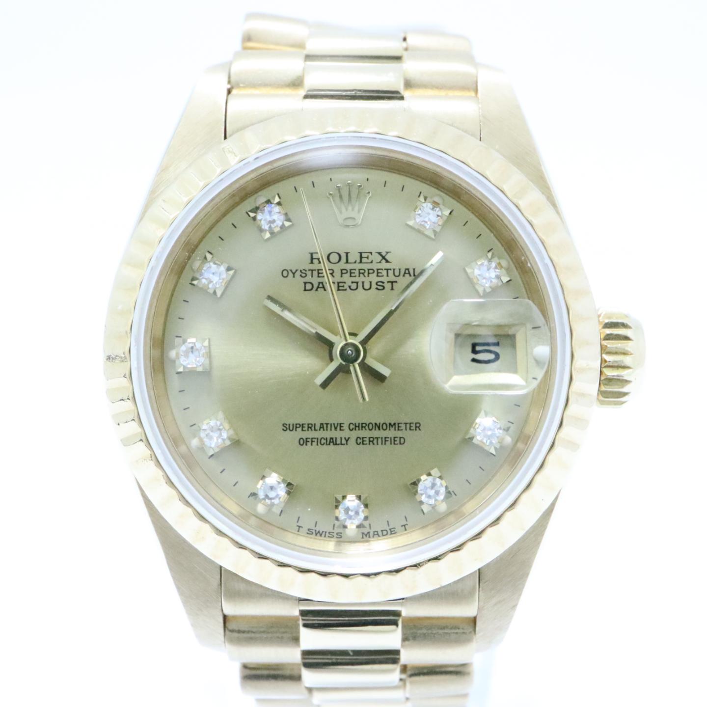 rolex劳力士datejust 10p钻石手表腕表69178 g金k18yg