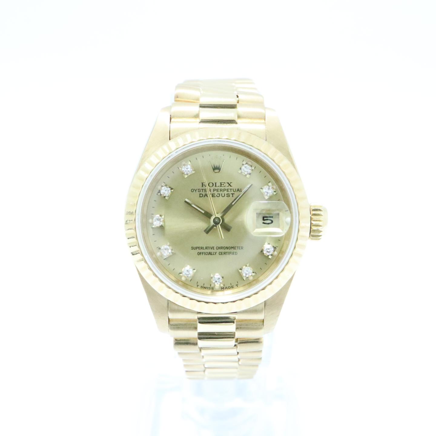 rolex劳力士datejust 10p钻石手表腕表69178 g金k18yg
