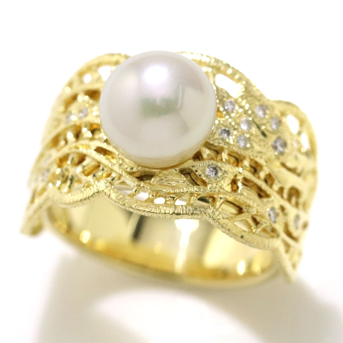 5mm钻石0.12ct戒指12 k18yg 18金珍珠tasaki珍珠[bj]