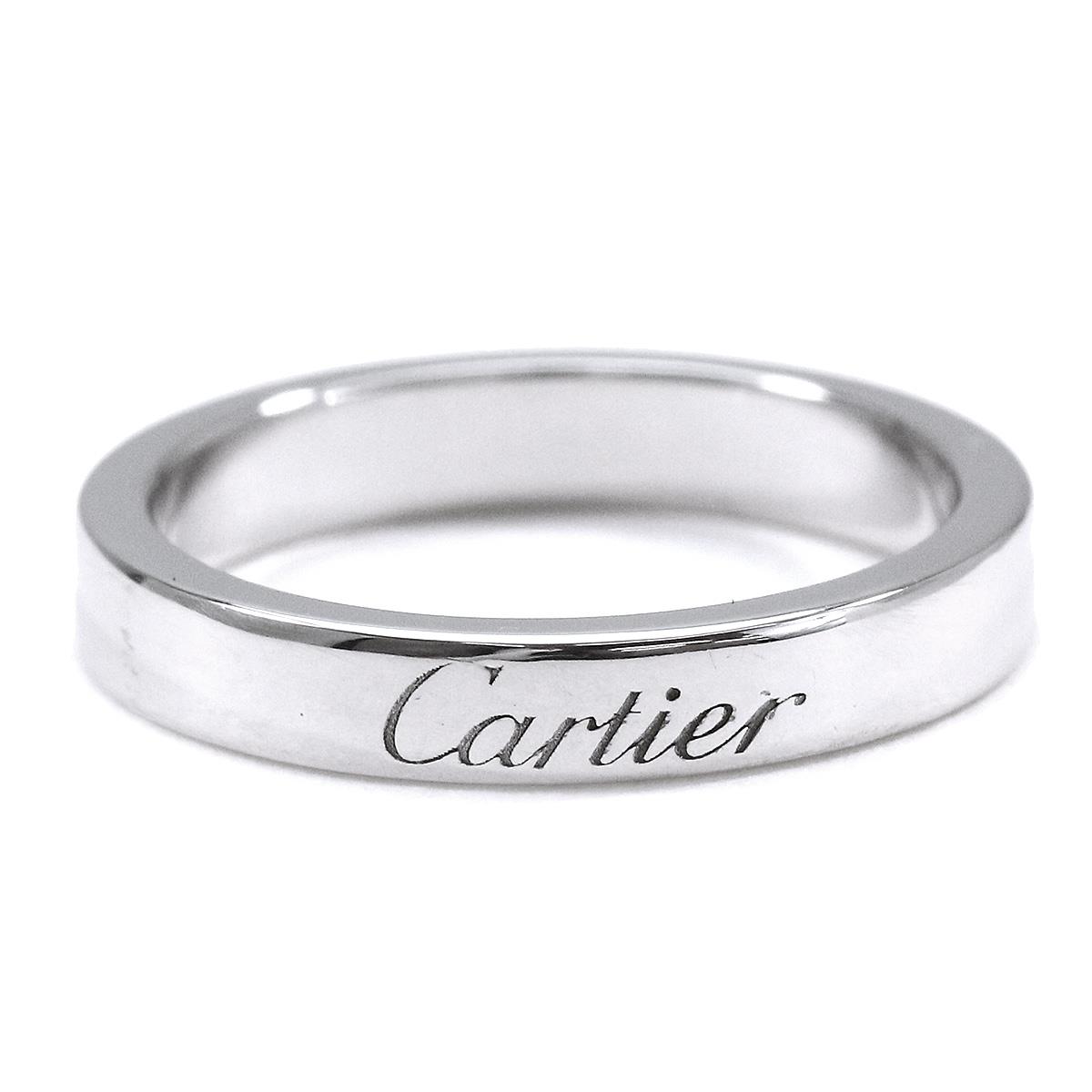 cartier卡地亚c de engraved#48 ring pt950宽3mm铂金戒指【bj】