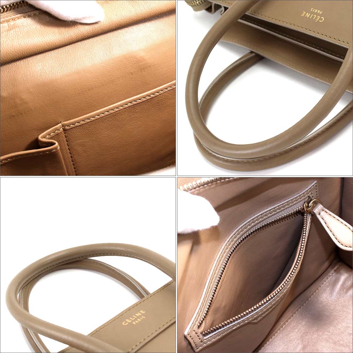 celine luggage micro shopper手提包皮革棕色米色suri【品牌】