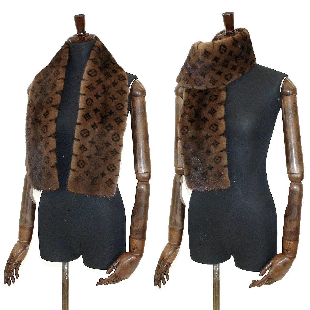 Louis Vuitton Escalp Vizon Monogram scarf Mink 100% Brown M71967 [small goods] ★ ー The best ...