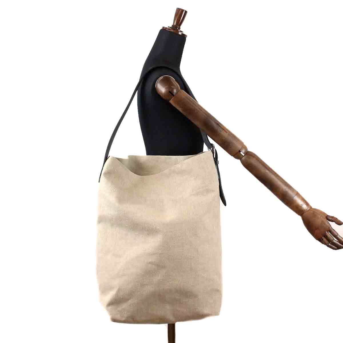 Unused exhibits Hermes Etriviere Shoulder Bag Leather Toile Camp Ficel [Brand] ★ ー The best ...