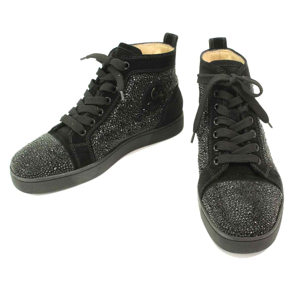 クリスチャン ルブタン スワロフスキー ルイスフラット ハイカット スニーカー スエード 37 小物 ー ブラモ 欲しいブランド品がすぐ見つかる ネット通販サイト