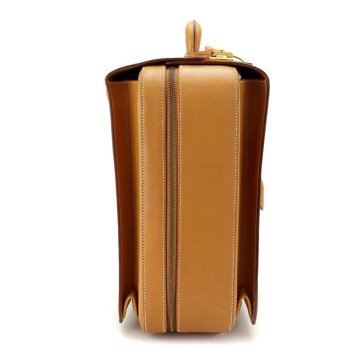 Hermes HERMES Mallet Tanaka Travel Bag Natural Gold Hardware Box Calf [Brand] ★ ー The best place ...