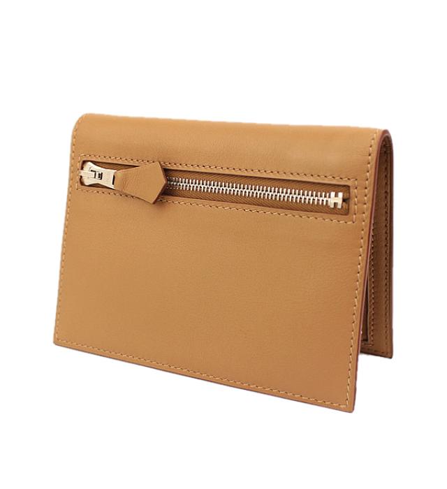 Beautiful goods HERMES Hermes Zip Zap Two-folded wallet Vau Swift Brown ã¼ The best place to buy 