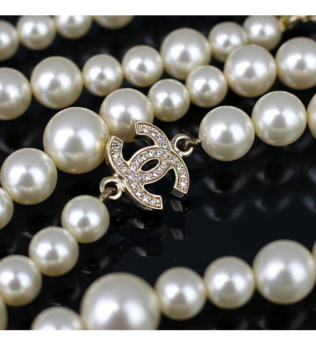 精美品chanel chanel coco mark长款珍珠项链水钻10a