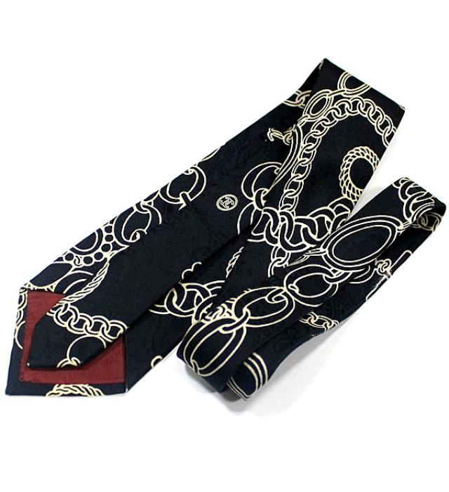 香奈儿chanel链式图案领带100%真丝黑色
