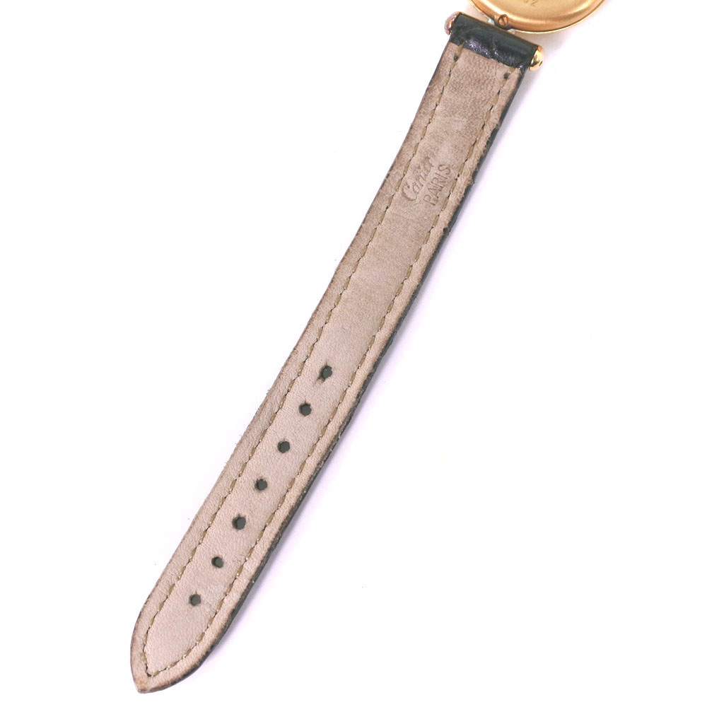 cartier卡地亚mast vermeil 590002银925×皮革金石英女士黑色表盘[上