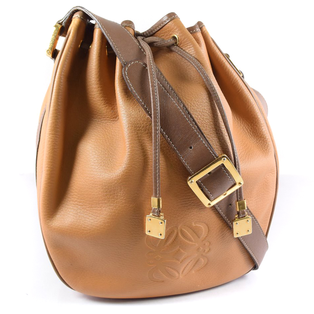 Loewe ロエベ 巾着 レザー 茶 レディース ショルダーバッグ 中古 ー ブラモ 欲しいブランド品がすぐ見つかる ネット通販サイト
