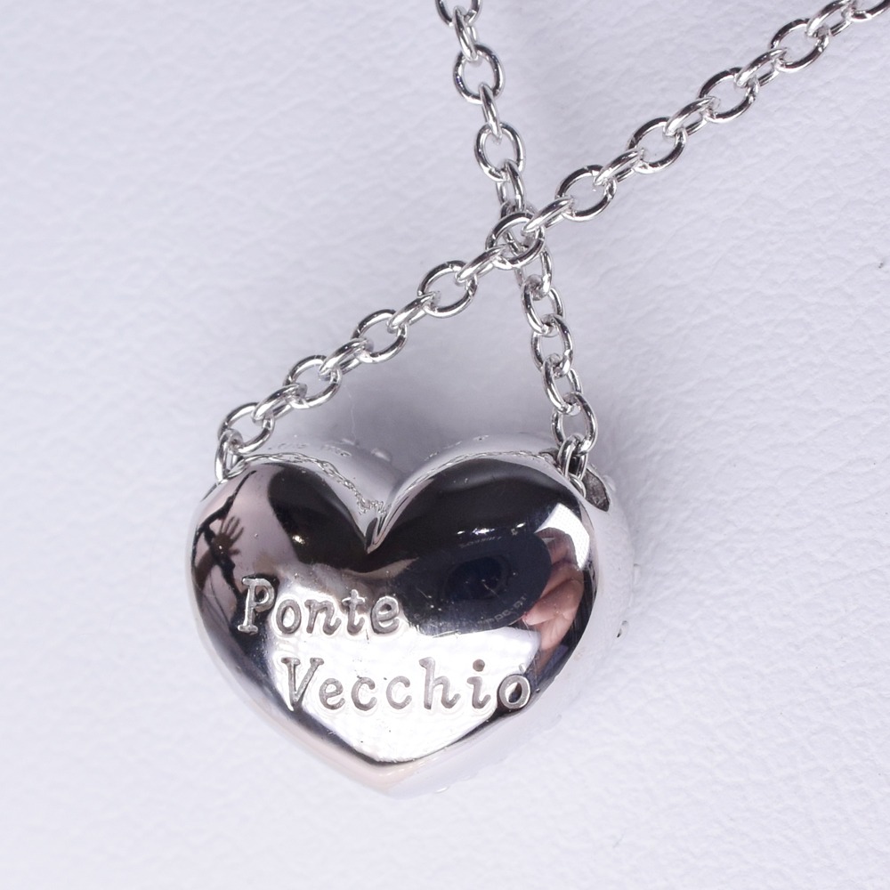 ponte vecchio pontevecio心形密镶钻石k18白金女士项链[使用] sa等级