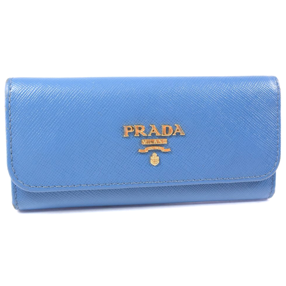 Prada プラダ ロング サフィアーノ レザー 青 レディース キーケース 中古 A ランク ー ブラモ 欲しいブランド 品がすぐ見つかる ネット通販サイト