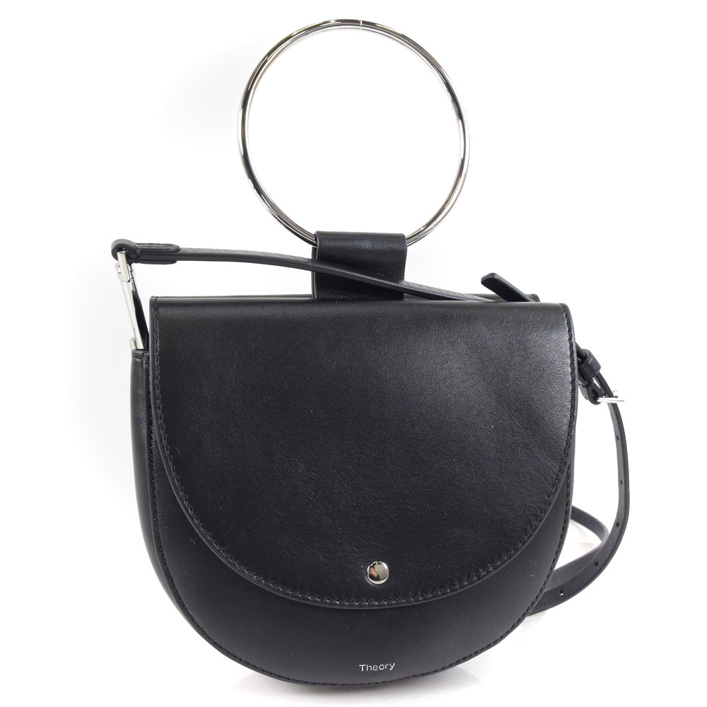 theory shiny whitney h05ac018小牛皮黑色女士单肩包[二手] a  等级