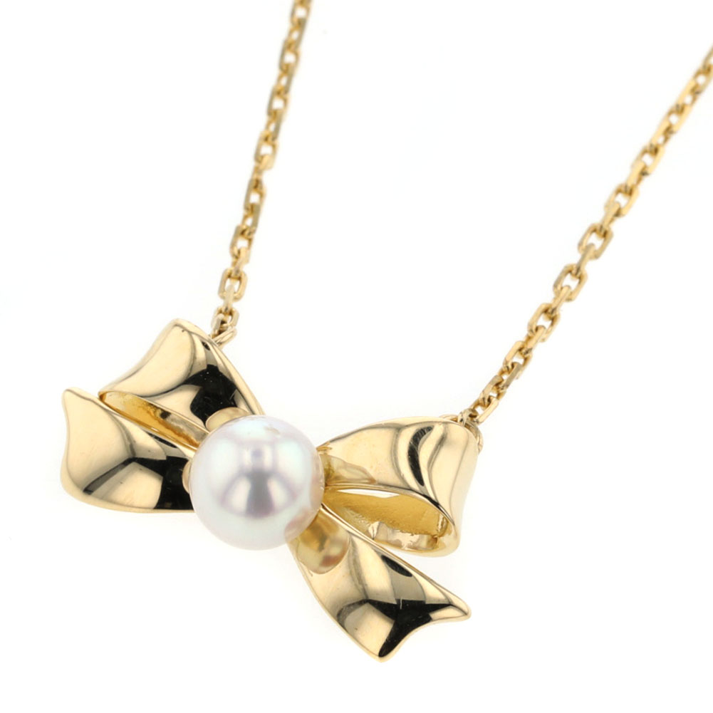 ミキモト Mikimoto リボン パール 1粒 約5mm ネックレス K18イエローゴールド パール ゴールド レディース K ー ブラモ 欲しいブランド品がすぐ見つかる ネット通販サイト