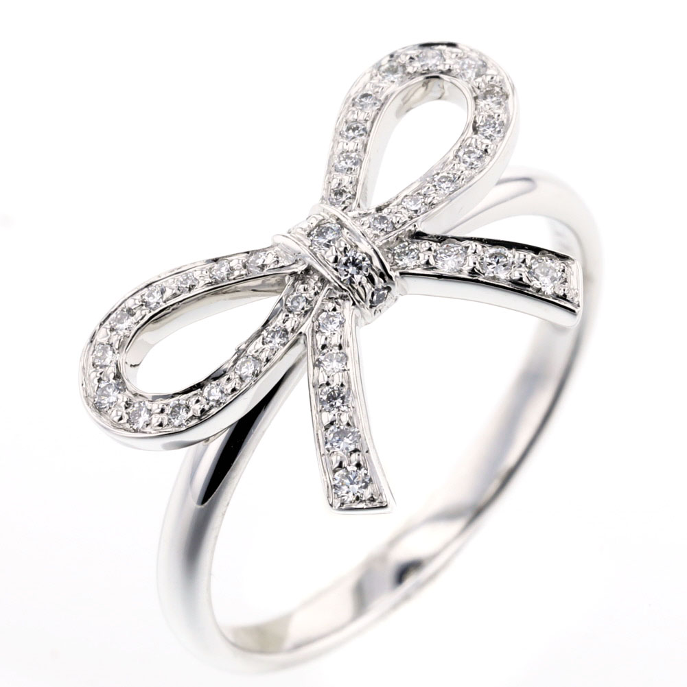 Tiffany Tiffany Co Bow Ribbon Ring Ring Platinum Pt950 Diamond Diamond No 9 Silver Ladies K ー The Best Place To Buy Brand Bags Watches Jewelry Bramo