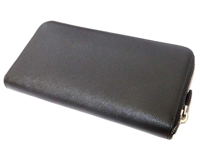未使用的物品普拉达圆形拉链1ml506长钱包皮革/皮革黑色0542 [二手]