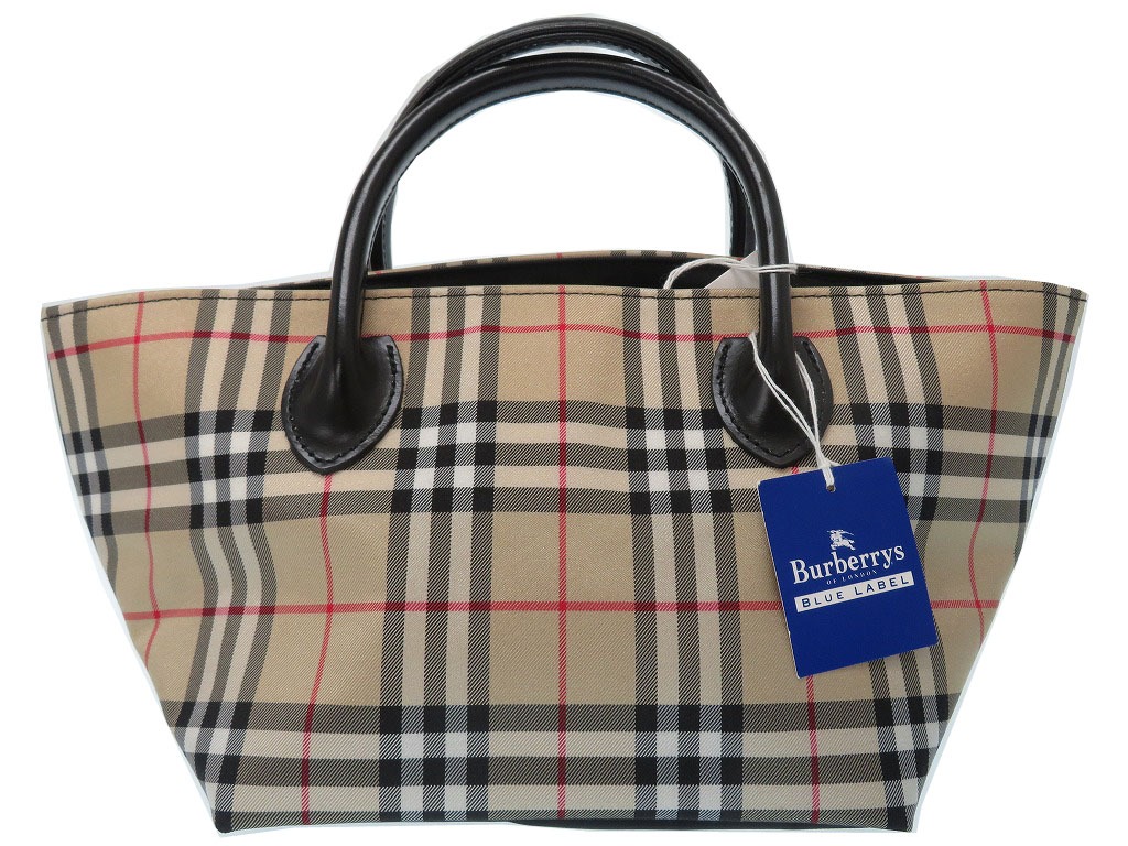 訳あり商品 美品 Burberry ハンドバッグ チェック バーバリー Label Blue ハンドバッグ Slcp Lk