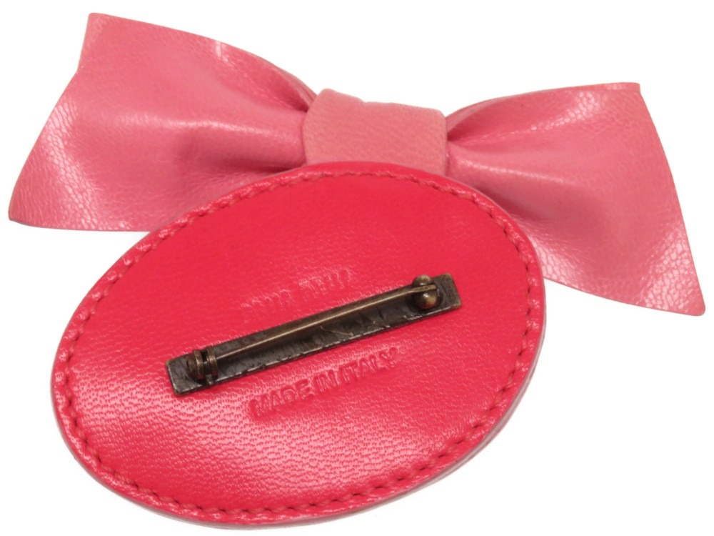 miu miu miumiu ribbon bijoux胸针胸针皮革/水钻/皮革粉红色0271女装