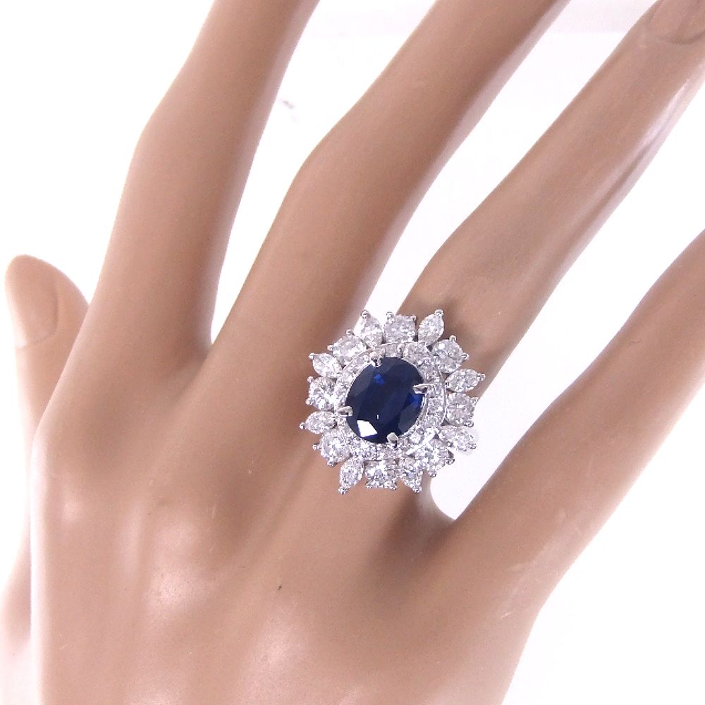 select jewelry戒指·戒指13.6克pt900蓝宝石3.07克拉钻石2.