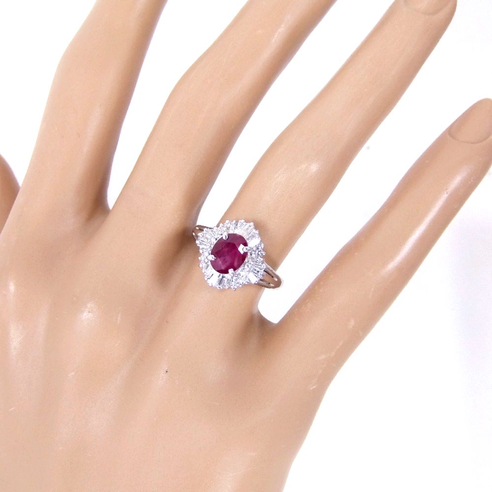 select jewelry戒指·戒指4.8g pt 900红宝石1.00ct钻石0.35ct 11.