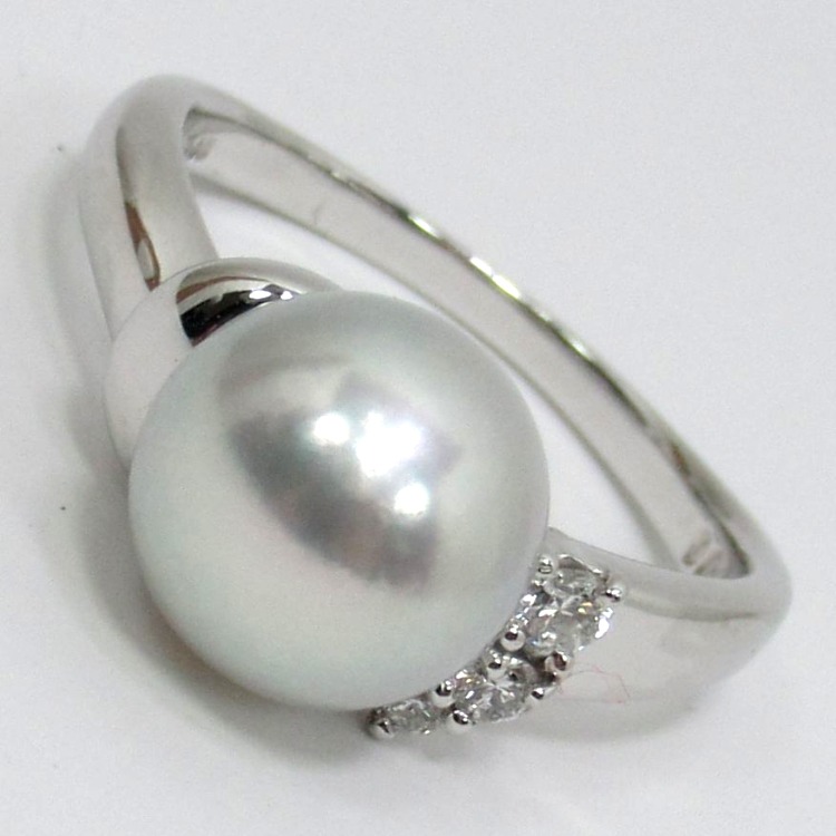 select jewelry珍珠戒指戒指6.2克pt900珍珠约9.2毫米钻石0.