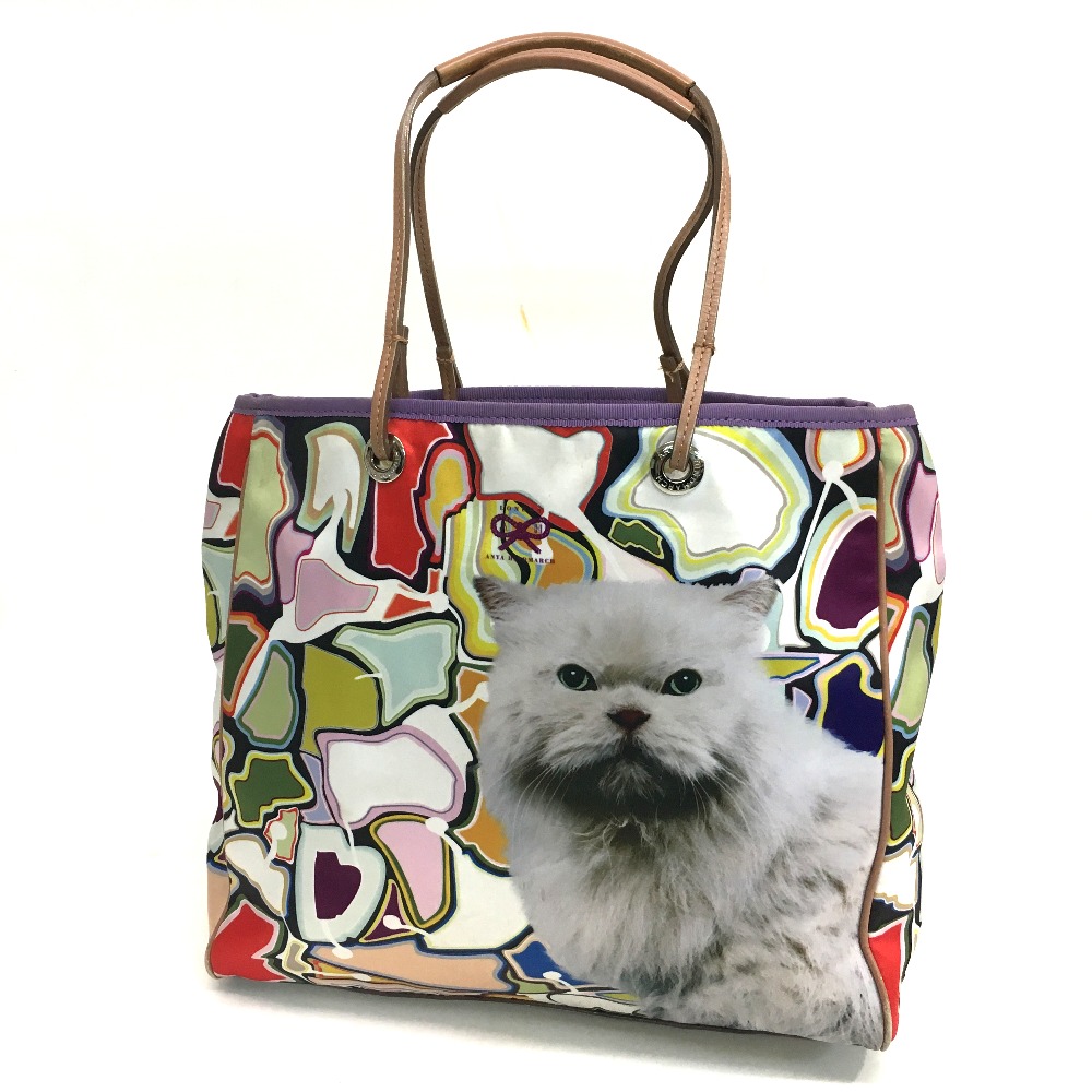 Anya Hindmarch アニヤハインドマーチ 猫 Catプリント レディースバッグ アニマルデザイン トートバッグ ナイロン マルチカラー レディース ー ブラモ 欲しいブランド品がすぐ見つかる ネット通販サイト