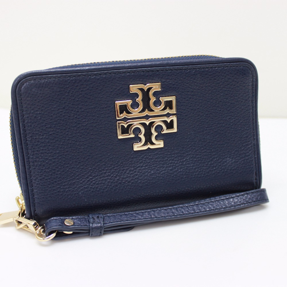 Tory Burch トリーバーチ メンズ レディース 2つ折り長財布 札入れ ミニポーチ 長財布 小銭入れなし レザー ネイビー レディース ー ブラモ 欲しいブランド品がすぐ見つかる ネット通販サイト