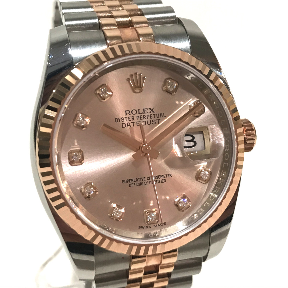 Rolex ロレックス g メンズ腕時計 デイトジャスト 10pダイヤ デイト 腕時計 K18pg Ss ピンクゴールド メンズ ー ブラモ 欲しいブランド品がすぐ見つかる ネット通販サイト