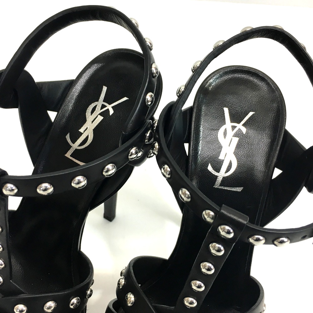 saint laurent paris圣罗兰巴黎高跟鞋铆钉凉鞋皮革黑色女装未使用