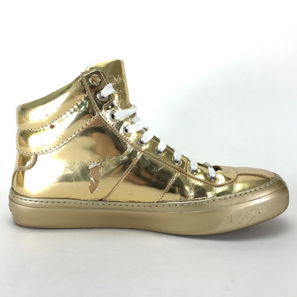 jimmy choo jimmy choo高帮运动鞋鞋子金属运动鞋皮革/金色男士