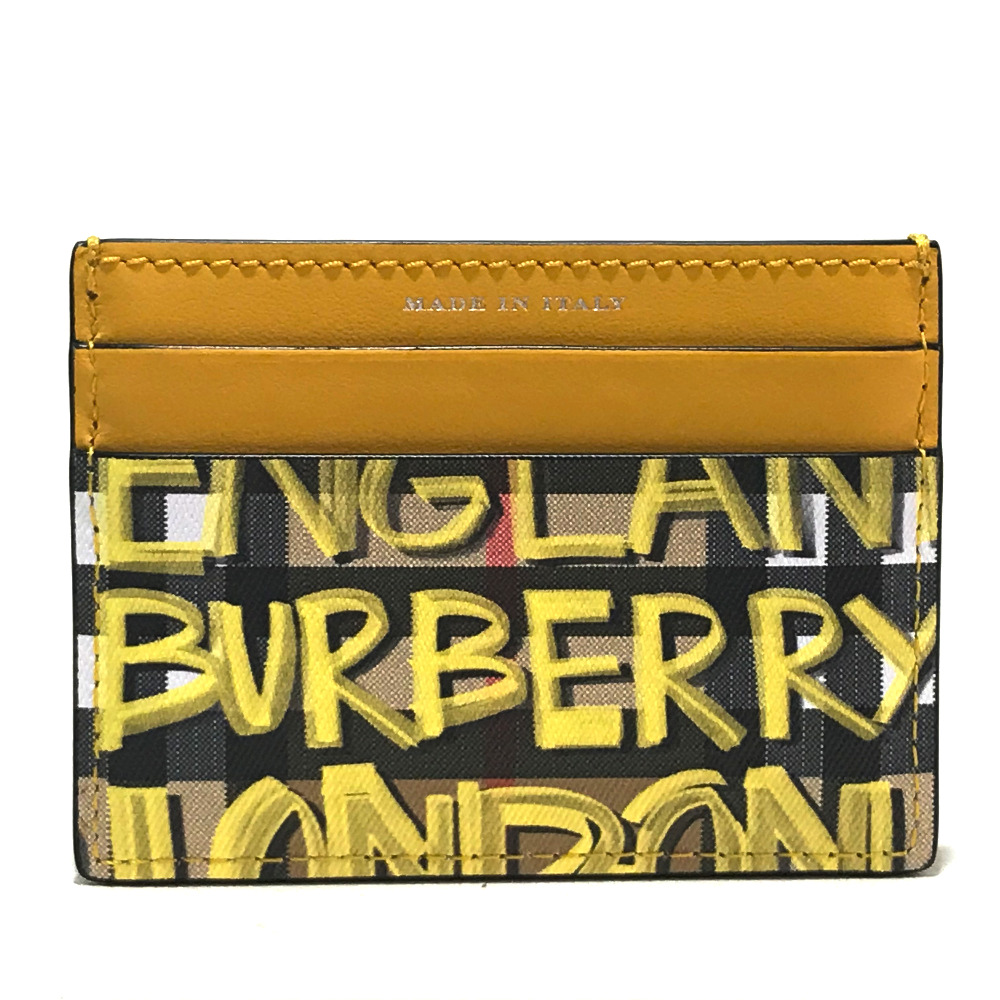 Burberry バーバリー メンズ レディース ロゴ グラフィティ チェック柄 名刺入れ パスケース カードケース Pvc レザー イエロー系 ユニセックス ー ブラモ 欲しいブランド品がすぐ見つかる ネット通販サイト