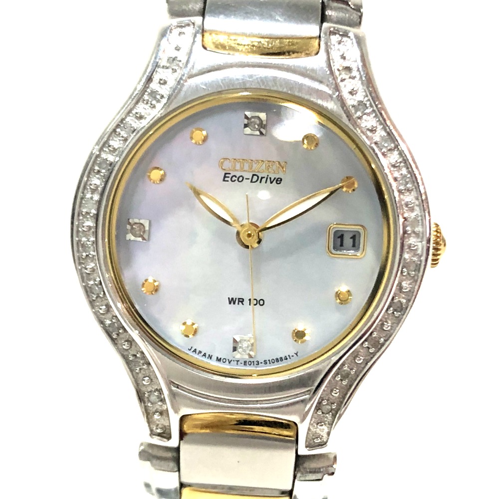 Citizen シチズン E013 S エコドライブ レディース腕時計 デイト 腕時計 Ss Gp シルバー ゴールド レディース ー ブラモ 欲しいブランド品がすぐ見つかる ネット通販サイト
