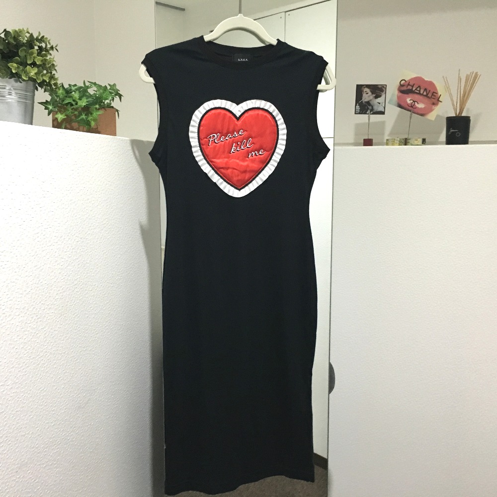 G V G V ジーヴィージーヴィー ノースリーブ ハートモチーフ タグ有 ワンピース ブラック レディース ー ブラモ 欲しいブランド品がすぐ見つかる ネット通販サイト