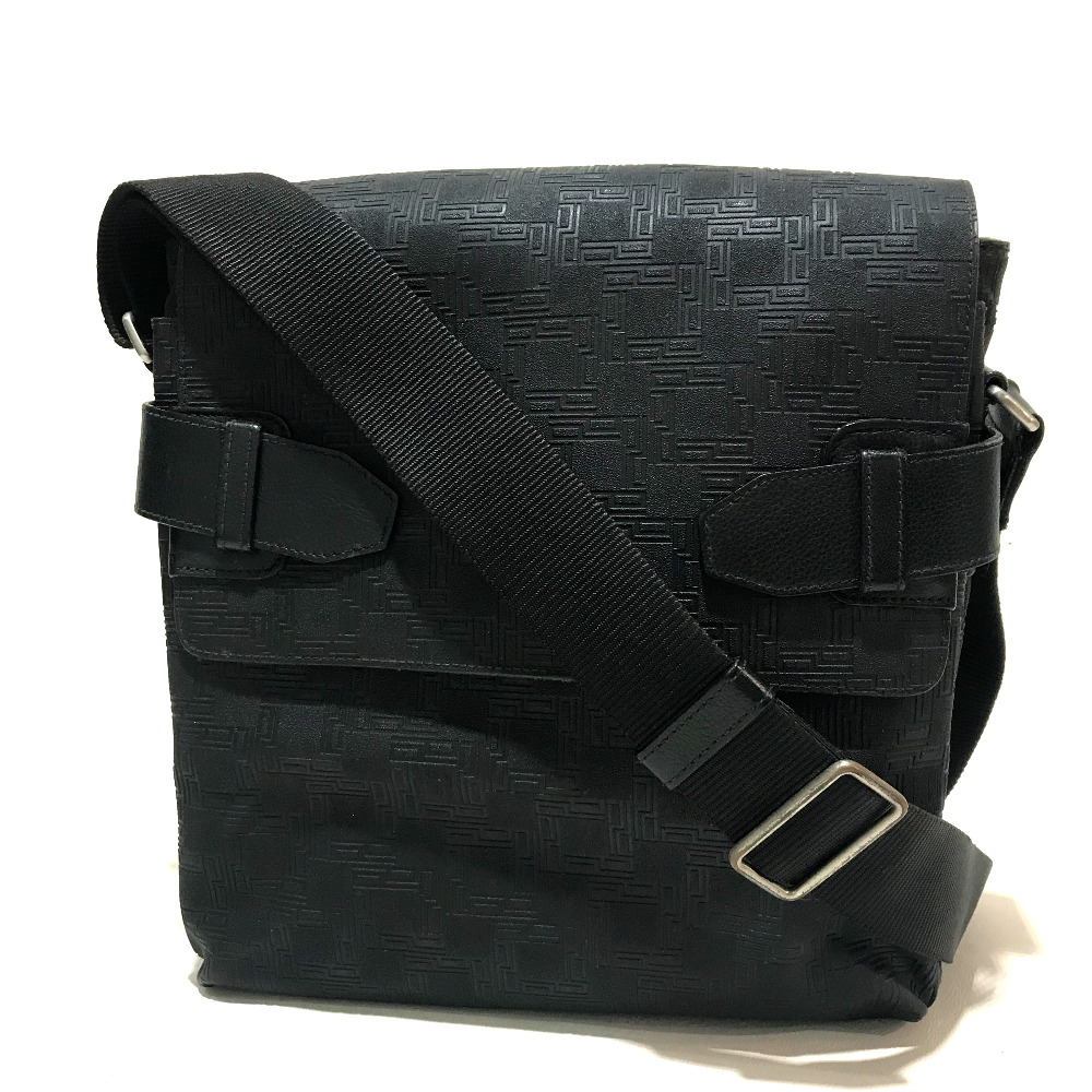 登喜路dunhill斜纹单肩包pvc×皮革黑色男士