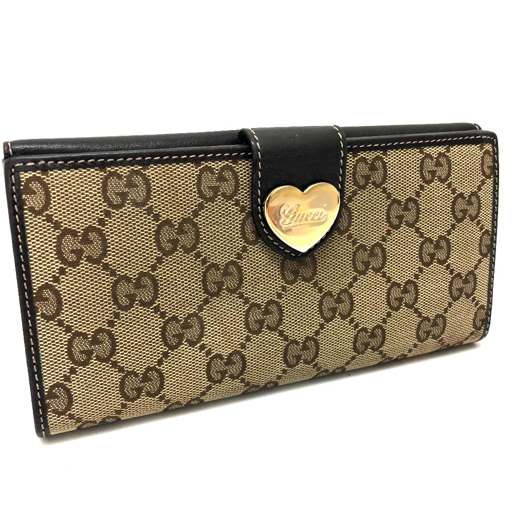 Gucci グッチ 3550 Wホック二つ折り長財布 Heart ハート Ggキャンバス 長財布 小銭入れあり Ggキャンバス ベージュ レディース ー ブラモ 欲しいブランド品がすぐ見つかる ネット通販サイト