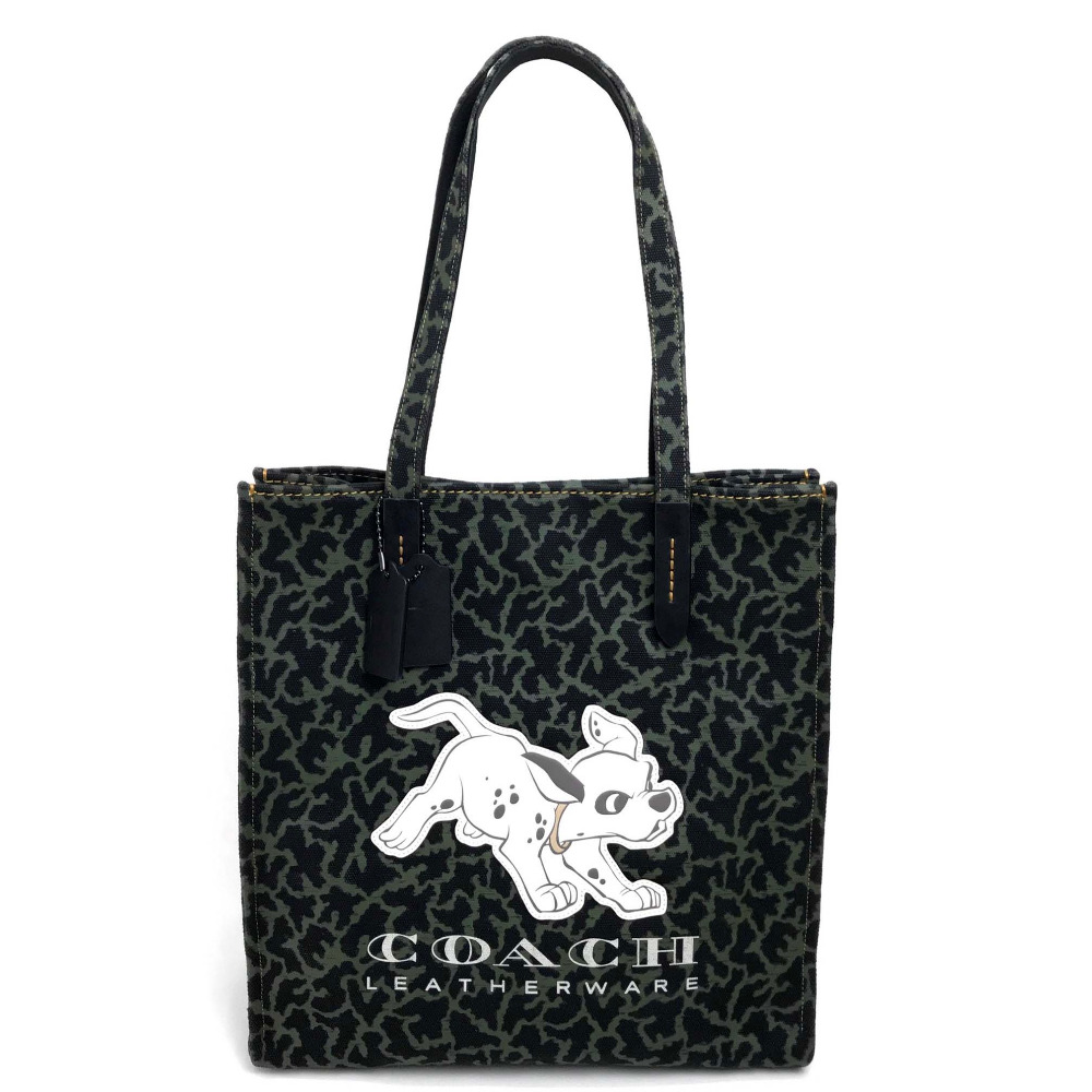 Coach コーチ トートバッグ 100匹ワンちゃん ダルメシアン ｄｉｓｎｅｙ ディズニー コラボ ショルダーバッグ キャンバス レザー カーキ レディース ー ブラモ 欲しいブランド品がすぐ見つかる ネット通販サイト