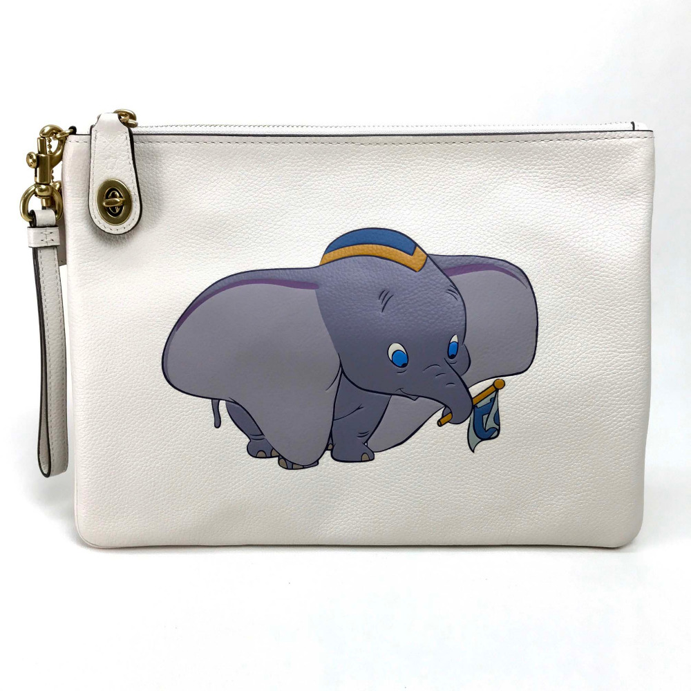 Coach コーチ ポーチ シグネチャー ダンボ コラボ Disney ディズニー クラッチバッグ レザー アイボリー系 レディース ー ブラモ 欲しいブランド品がすぐ見つかる ネット通販サイト