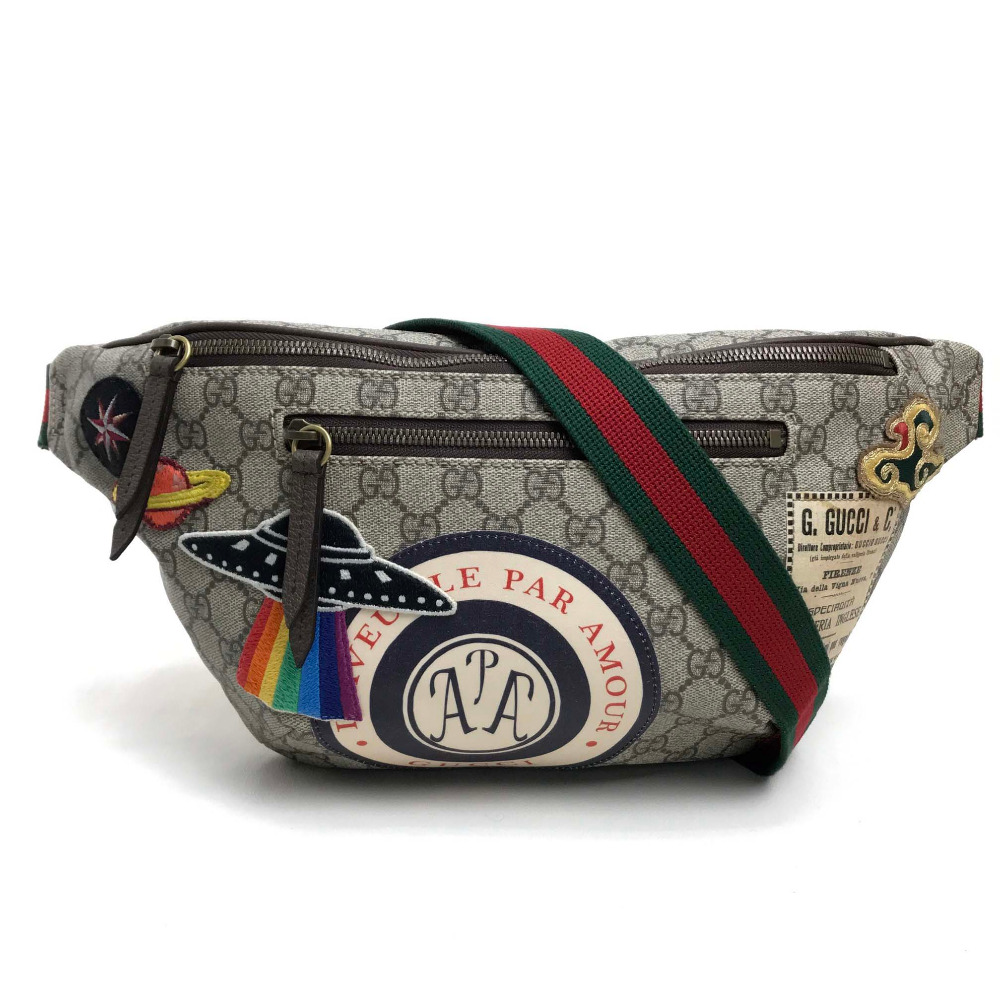 Gucci グッチ ウエストポーチ ヒップバッグ ワッペン グッチ クーリエ Ggスプリーム ベルトバッグ ボディバッグ Pvc レザー ベージュ ユニセックス ー ブラモ 欲しいブランド品がすぐ見つかる ネット通販サイト