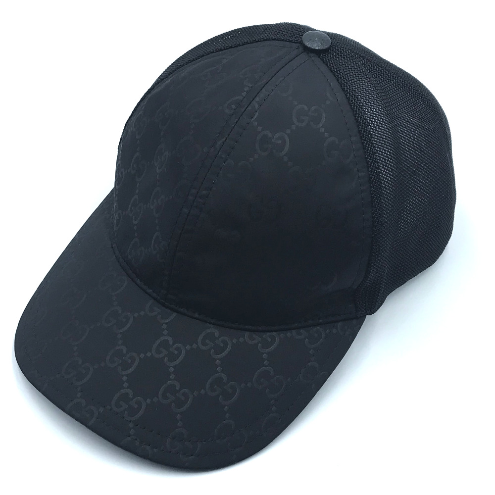 gucci古驰(gucci)棒球帽(男女通用)曲线gg标签可用帽子尼龙黑色男女