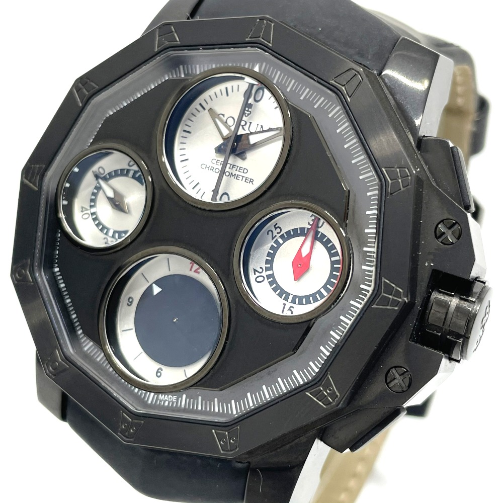 Corum コルム 987 980 95 0061 シーフェンダー48 アドミラルズカップ クロノグラフ 腕時計 Ss 革ベルト メンズ ブラック ー ブラモ 欲しいブランド品がすぐ見つかる ネット通販サイト